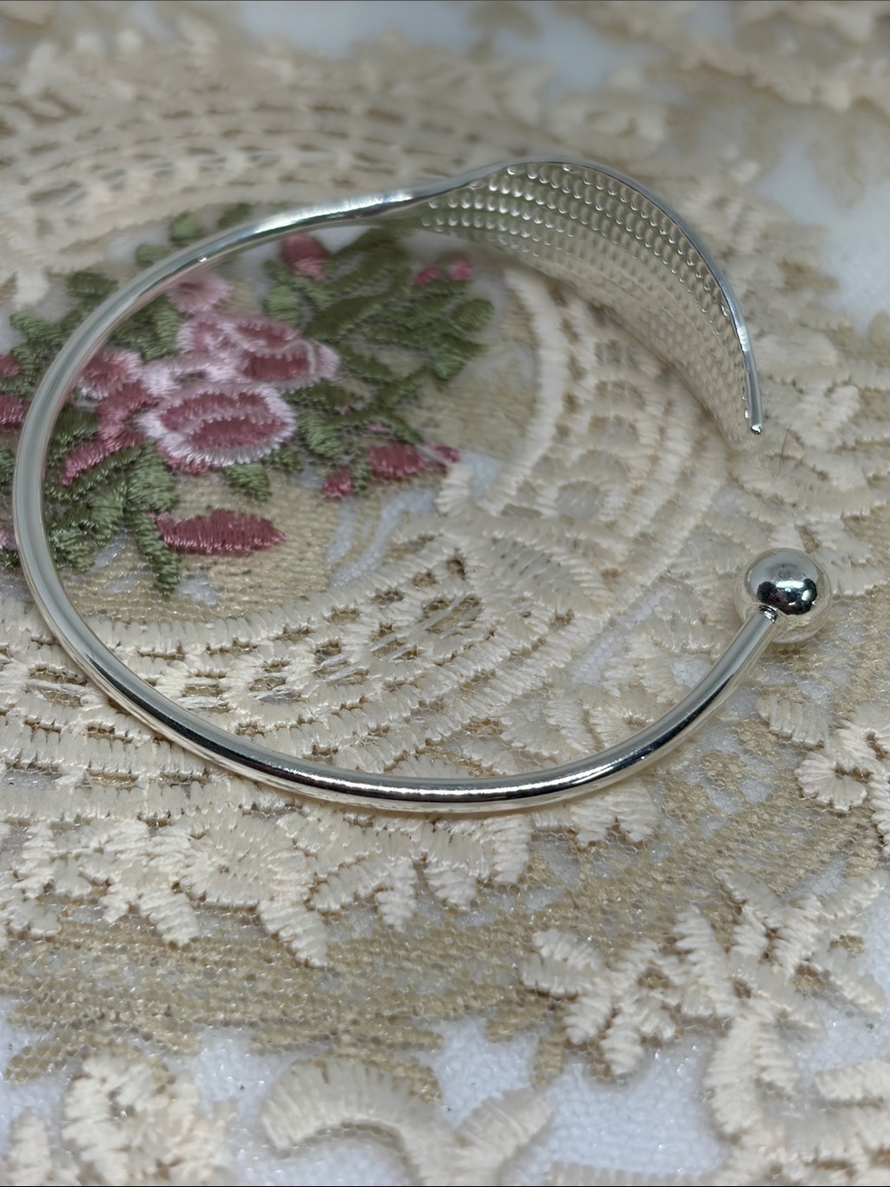 925 Sterling Silver Leaf Open Cuff Bracelet Adjustable Natural Vibe Statement - Picture 5 of 7